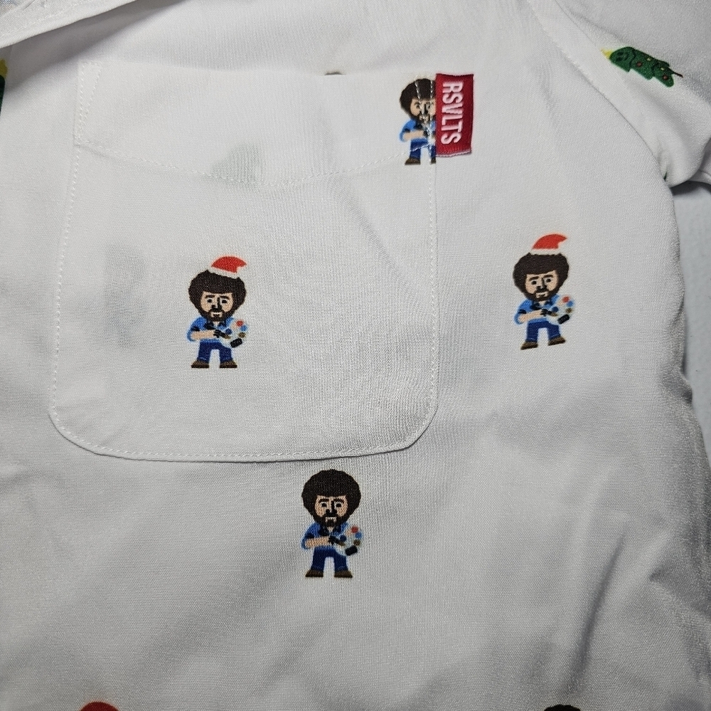 RSVLTS x Bob Ross Kids White Button Down Short Sleeve Shirt - Picture 4 of 9